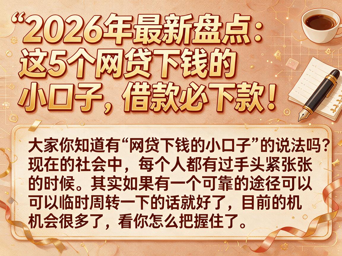 2026年最新盘点：这5个网贷下钱的小口子，借款必下款！