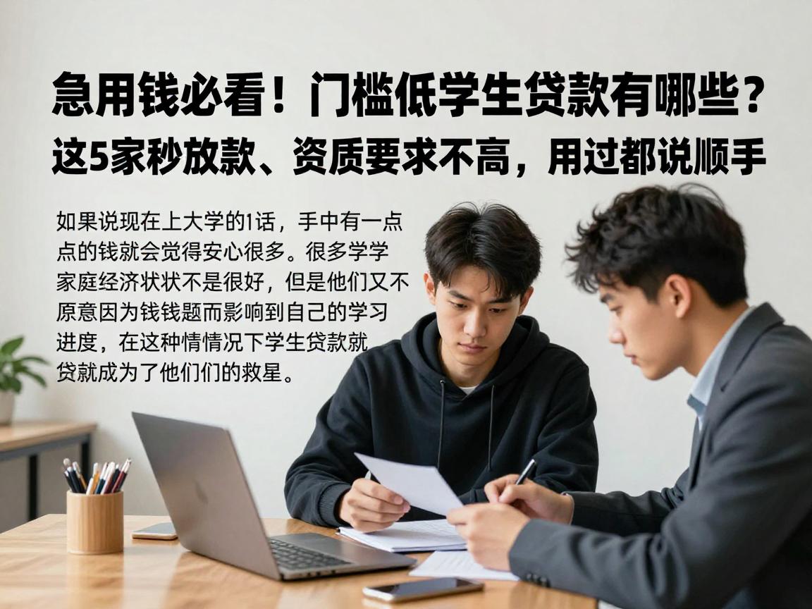 急用钱必看！门槛低的学生贷款有哪些？这5家秒放款、资质要求不高，用过都说顺手