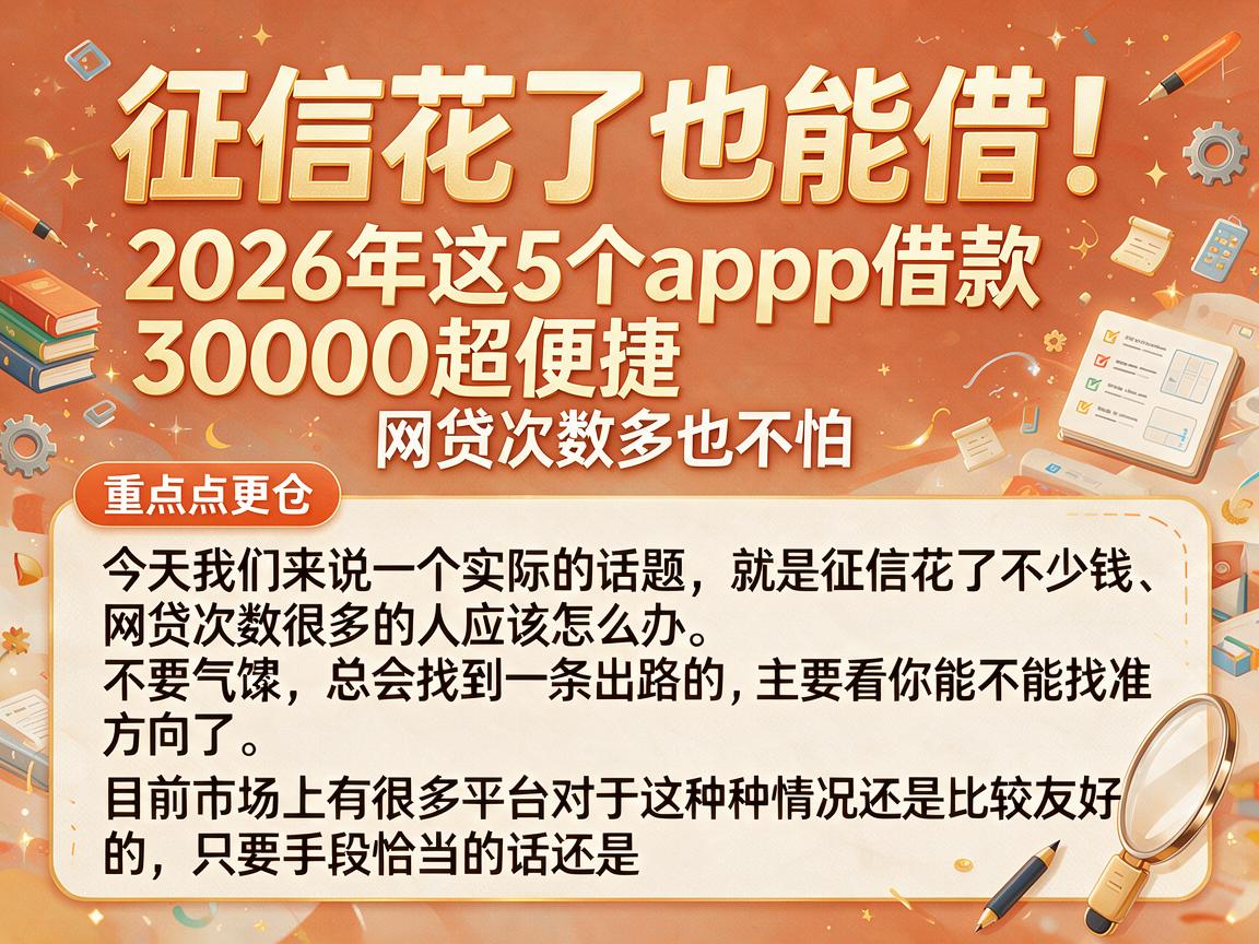 征信花了也能借!2026年这5个App借款30000超便捷,网贷次数多也不怕