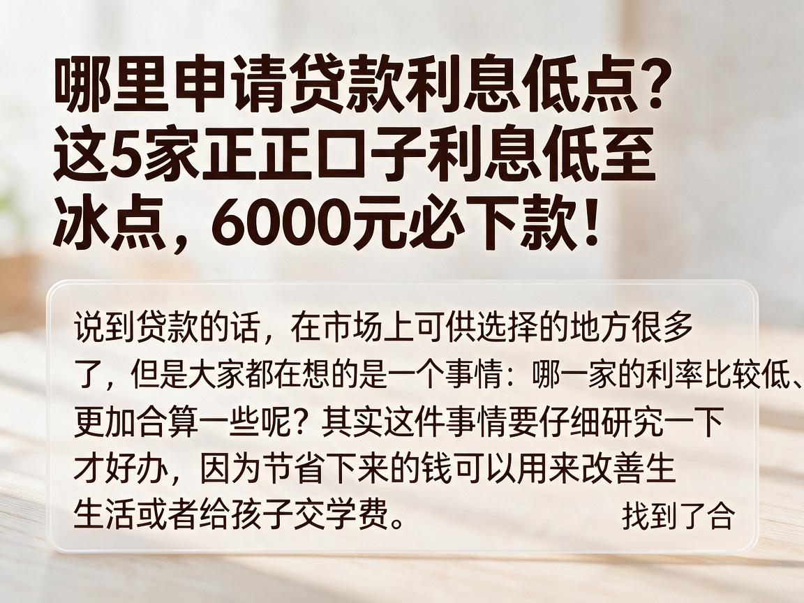 哪里申请贷款利息低点？这5家正规口子利息低至冰点，6000元必下款！