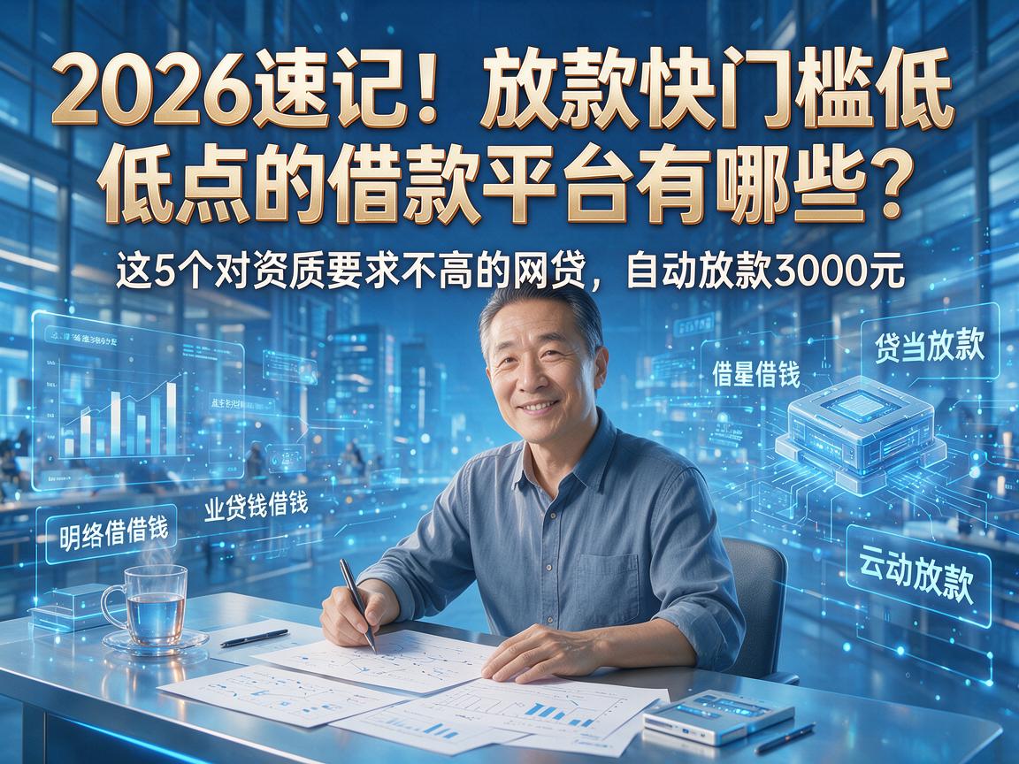 2026速记!放款快门槛低点的借款平台有哪些?这5个对资质要求不高的网贷,自动放款3000元