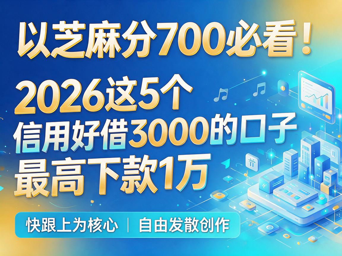 芝麻分700必看!2026这5个信用好借3000的口子,最高下款1万快跟上