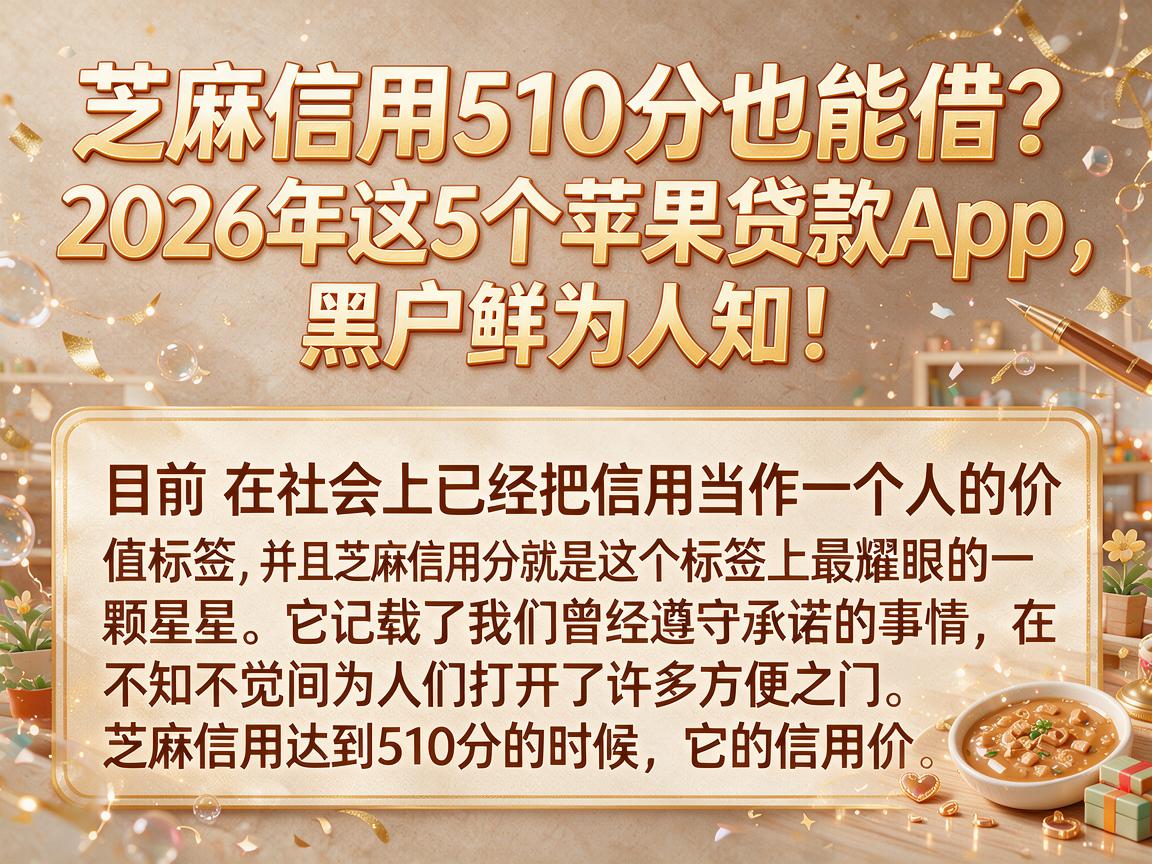 芝麻信用510分也能借？2026年这5个苹果贷款App，黑户鲜为人知！