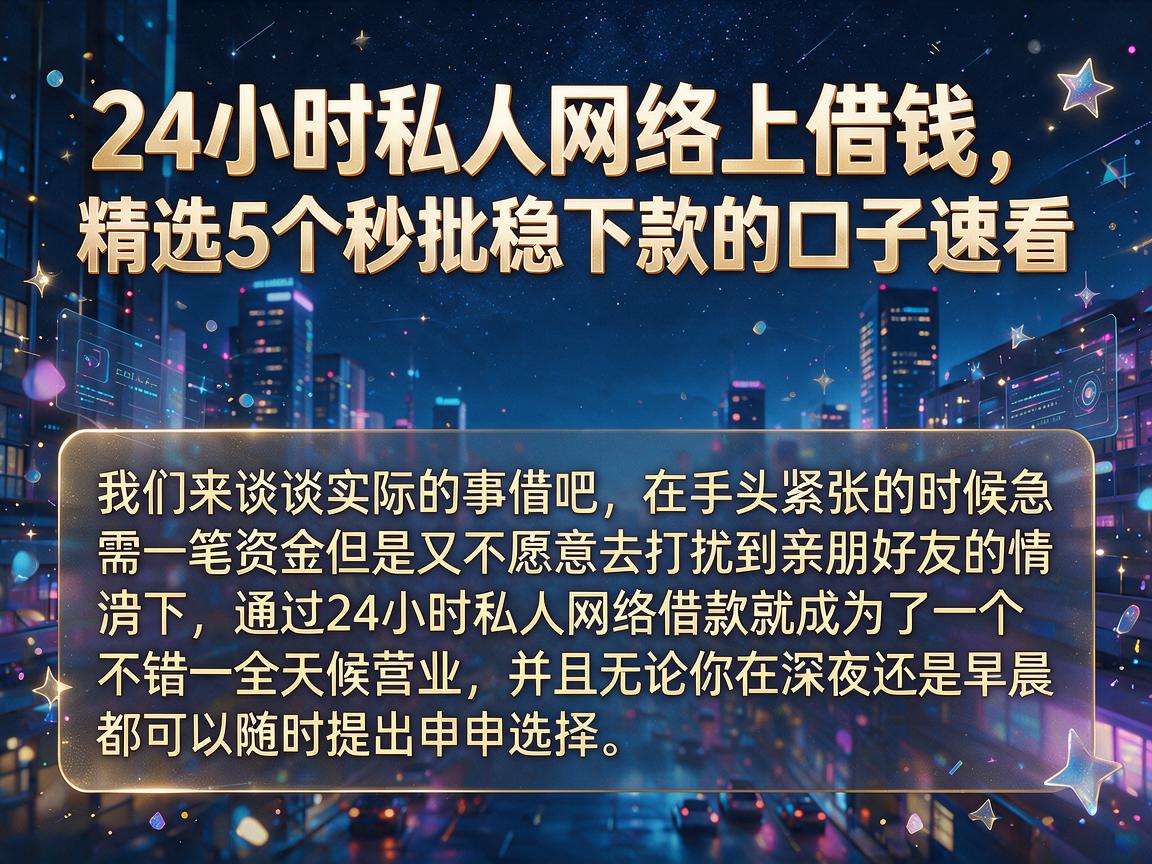 24小时私人网络上借钱，精选5个秒批稳下款的口子速看