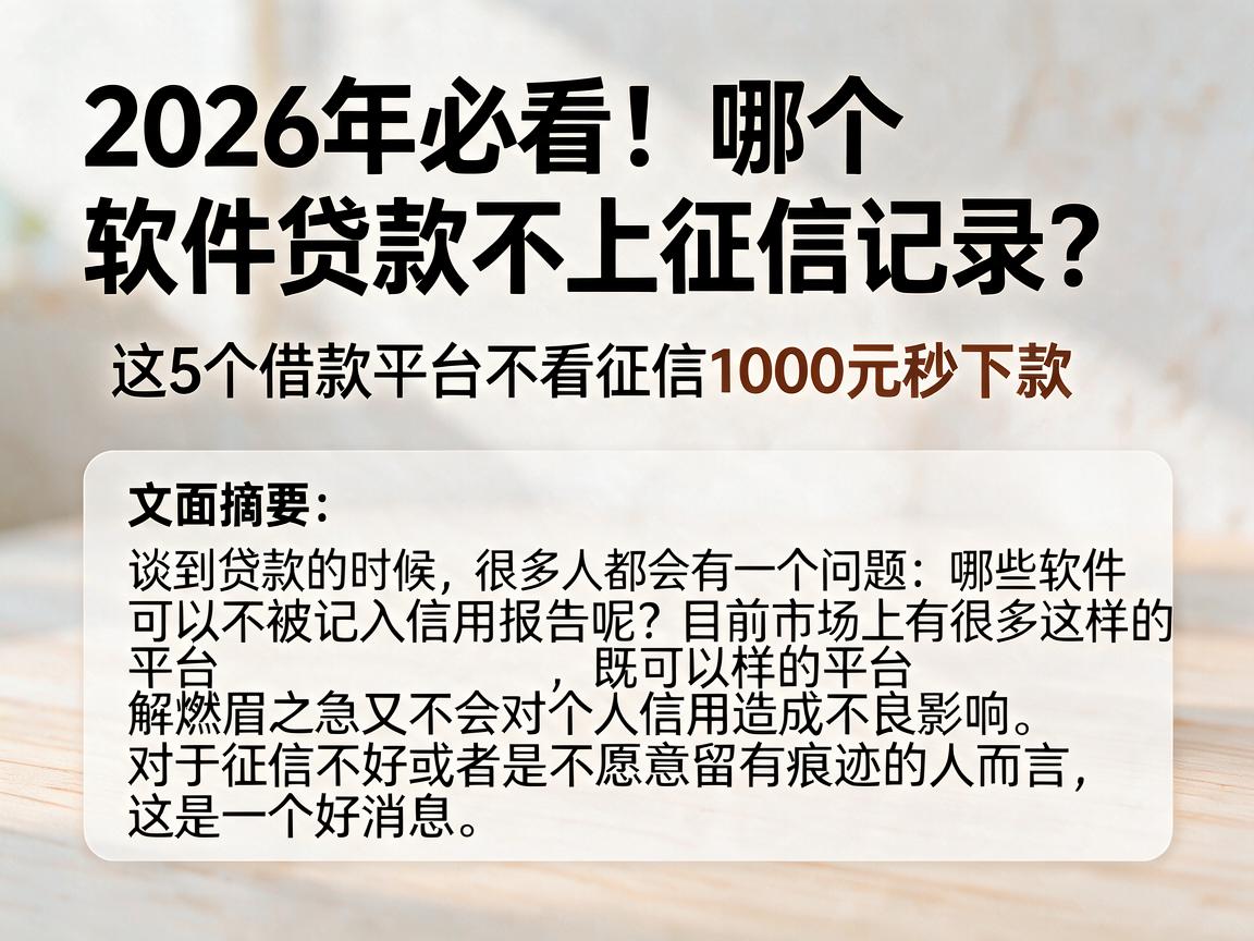 2026年必看!哪个软件贷款不上征信记录?这5个借款平台不看征信1000元秒下款