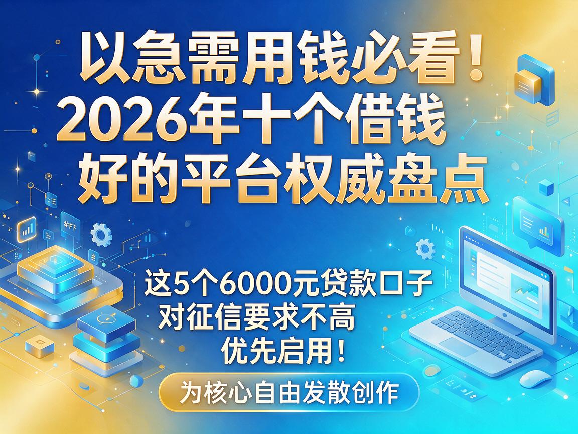 急需用钱必看！2026年十个借钱好的平台权威盘点，这5个6000元贷款口子对征信要求不高，优先启用！