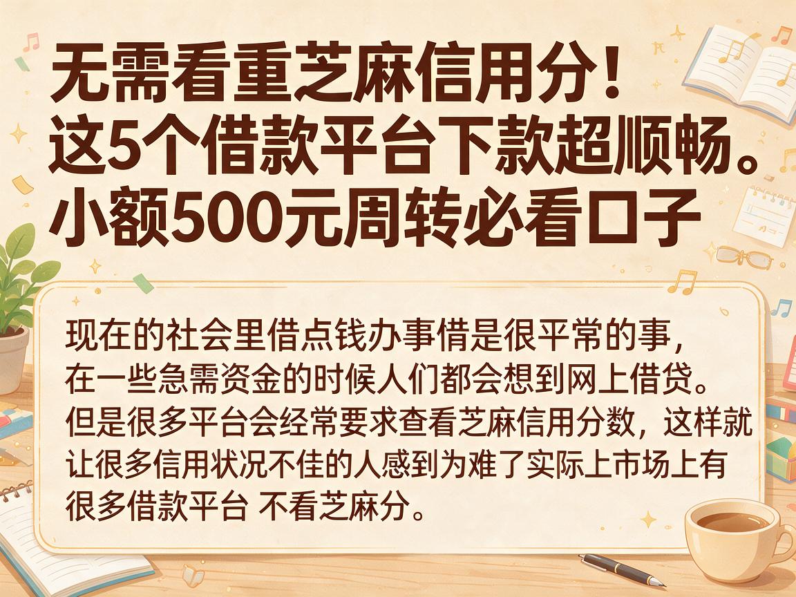 无需看重芝麻信用分！这5个借款平台下款超顺畅，小额500元周转必看口子