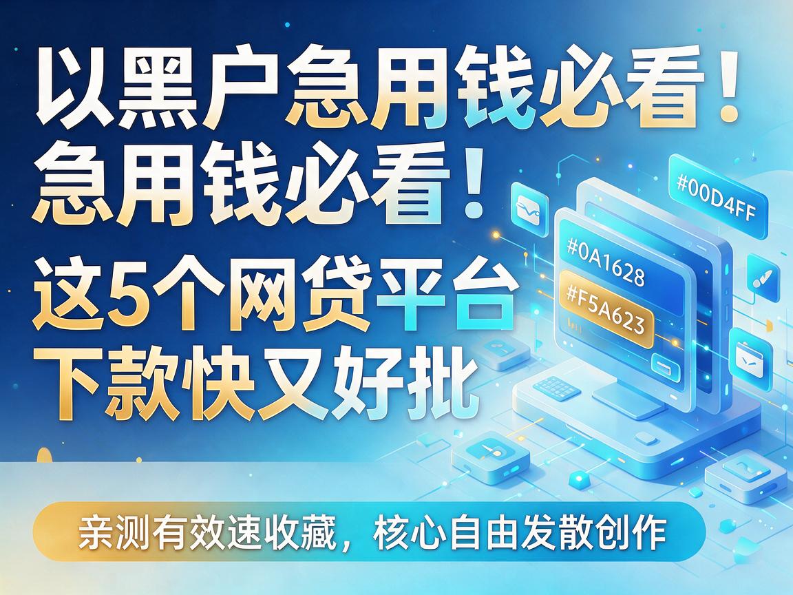 黑户急用钱必看!这5个网贷平台下款快又好批,亲测有效速收藏