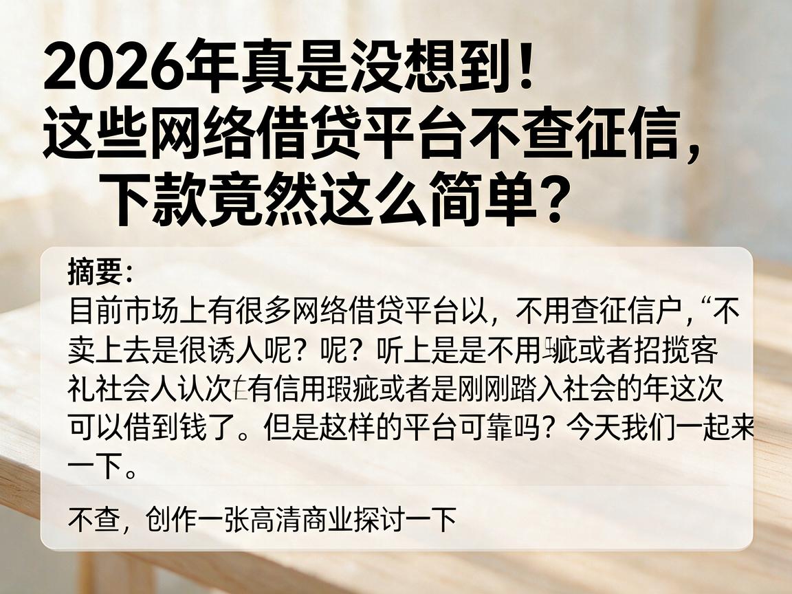 2026年真是没想到!这些网络借贷平台不查征信,下款竟然这么简单?
