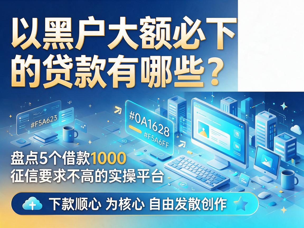 黑户大额必下的贷款有哪些？盘点5个借款1000征信要求不高的实操平台，下款顺心