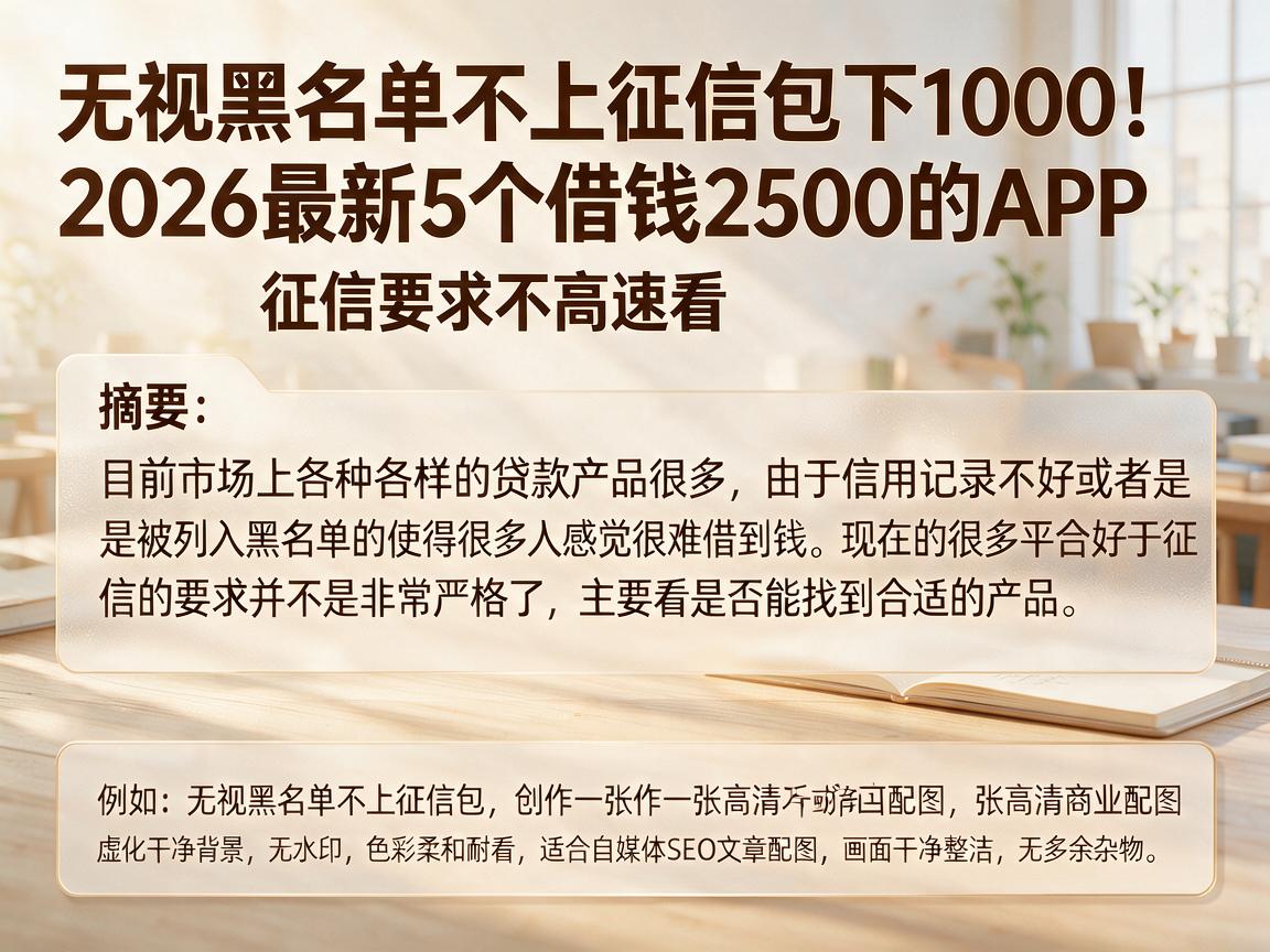 无视黑名单不上征信包下1000!2026最新5个借钱2500的APP,征信要求不高速看