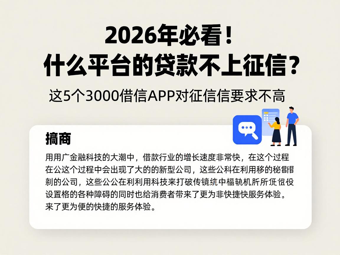2026年必看!什么平台的贷款不上征信?这5个3000借款APP对征信要求不高,应急备用速收藏