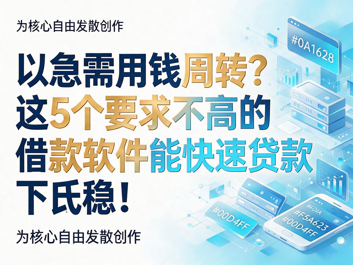 急需用钱周转？这5个要求不高的借款软件能快速贷款，下款稳！