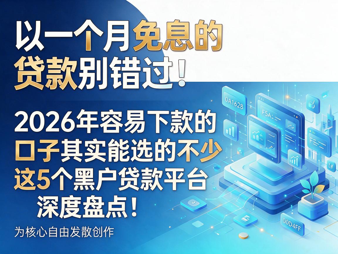 一个月免息的贷款别错过！2026年容易下款的口子其实能选的不少，这5个黑户贷款平台深度盘点！