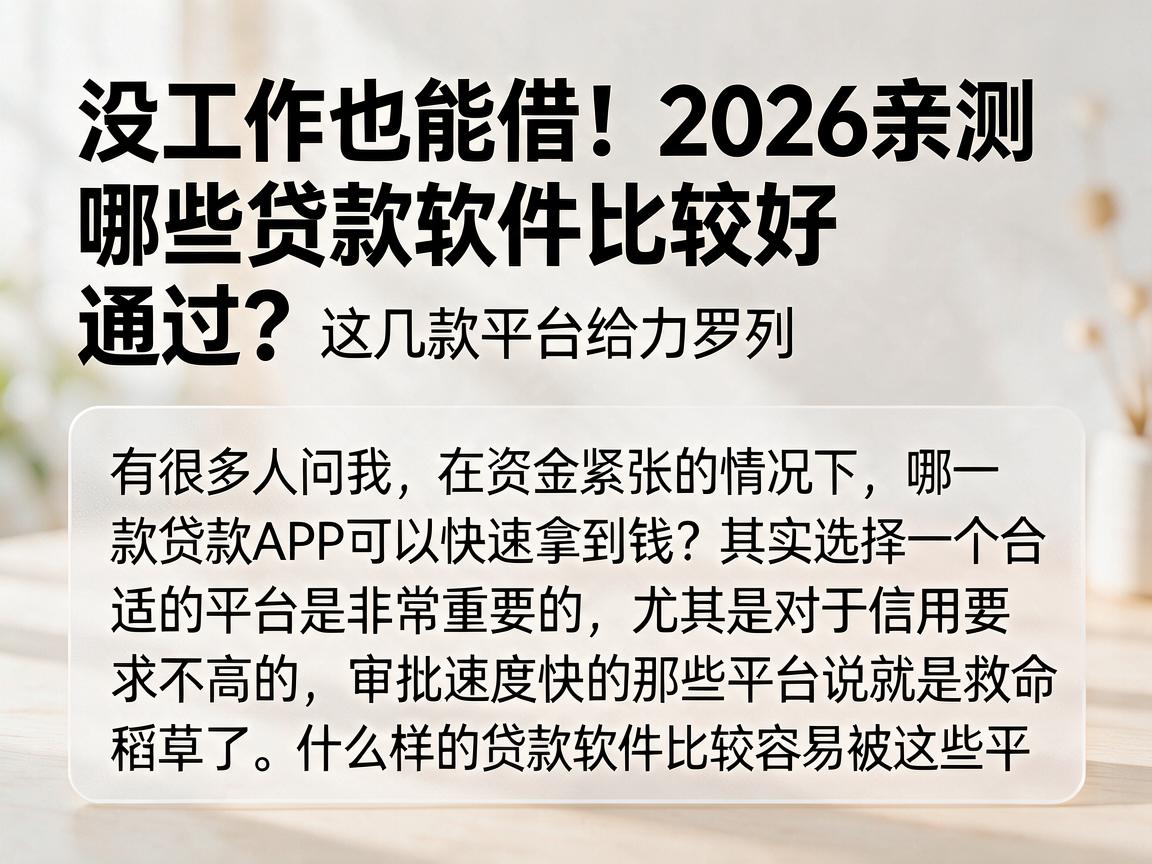 没工作也能借！2026亲测哪些贷款软件比较好通过？这几款平台给力罗列