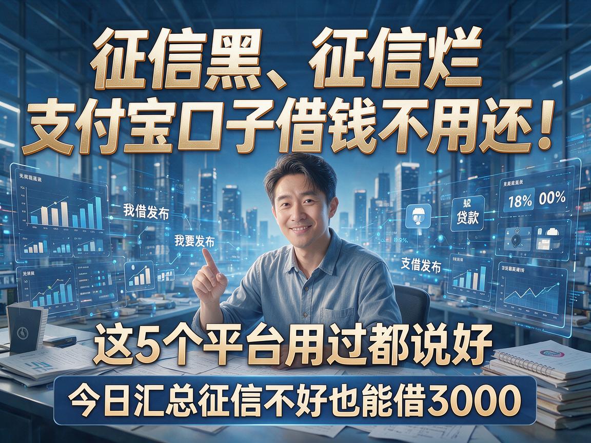 征信黑、征信烂、支付宝口子借钱不用还！这5个平台用过都说好，今日汇总征信不好也能借3000