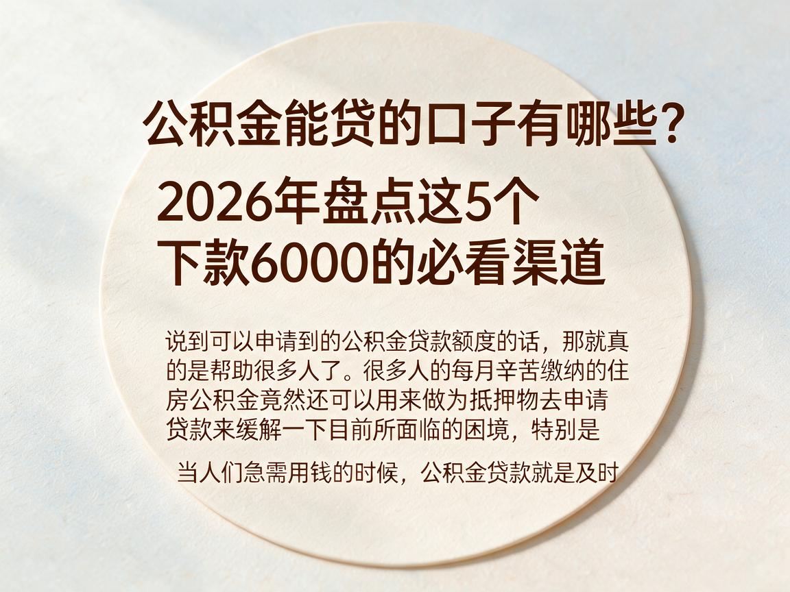 公积金能贷的口子有哪些？2026年盘点这5个下款6000的必看渠道