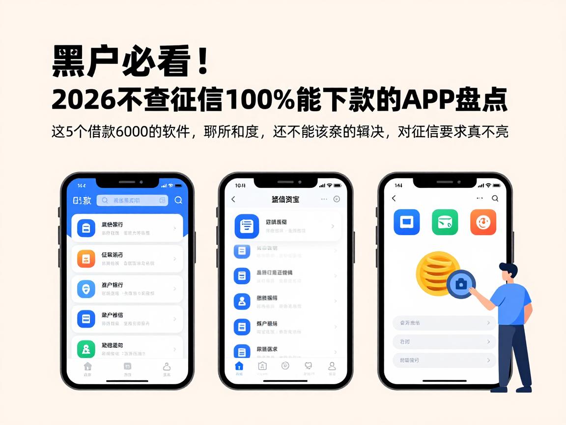 黑户必看!2026不查征信100%能下款的APP盘点,这5个借款6000的软件对征信要求真不高