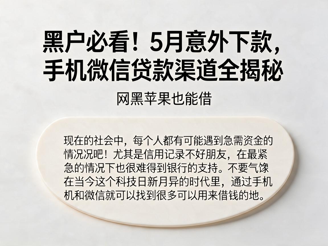 黑户必看！5月意外下款，手机微信贷款渠道全揭秘，网黑苹果也能借