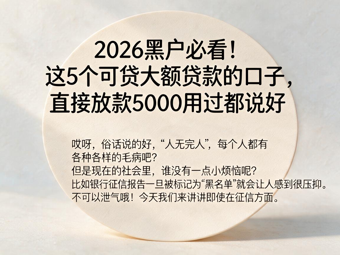 2026黑户必看！这5个可贷大额贷款的口子，直接放款5000用过都说好