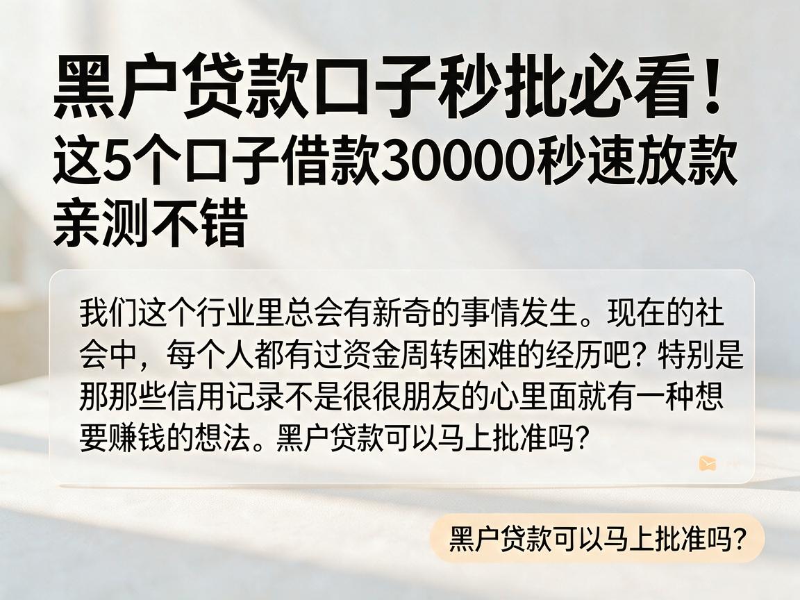 黑户贷款口子秒批必看！这5个口子借款30000秒速放款，亲测不错