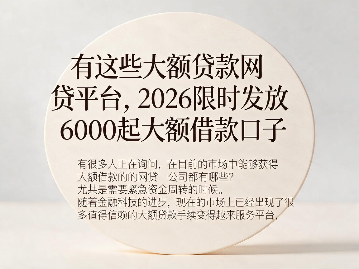 有这些大额贷款网贷平台，2026限时发放6000起大额借款口子