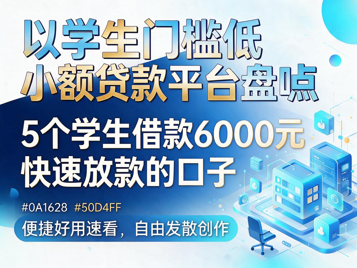 学生门槛低的小额贷款平台盘点：5个学生借款6000元快速放款的口子，便捷好用速看