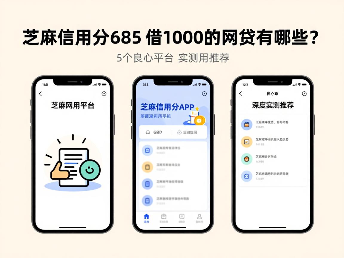 芝麻信用分685能借1000的网贷App有哪些?5个良心平台深度实测推荐
