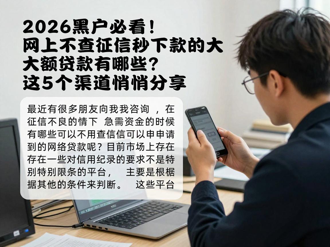 2026黑户必看！网上不查征信秒下款的大额贷款有哪些？这5个渠道悄悄分享
