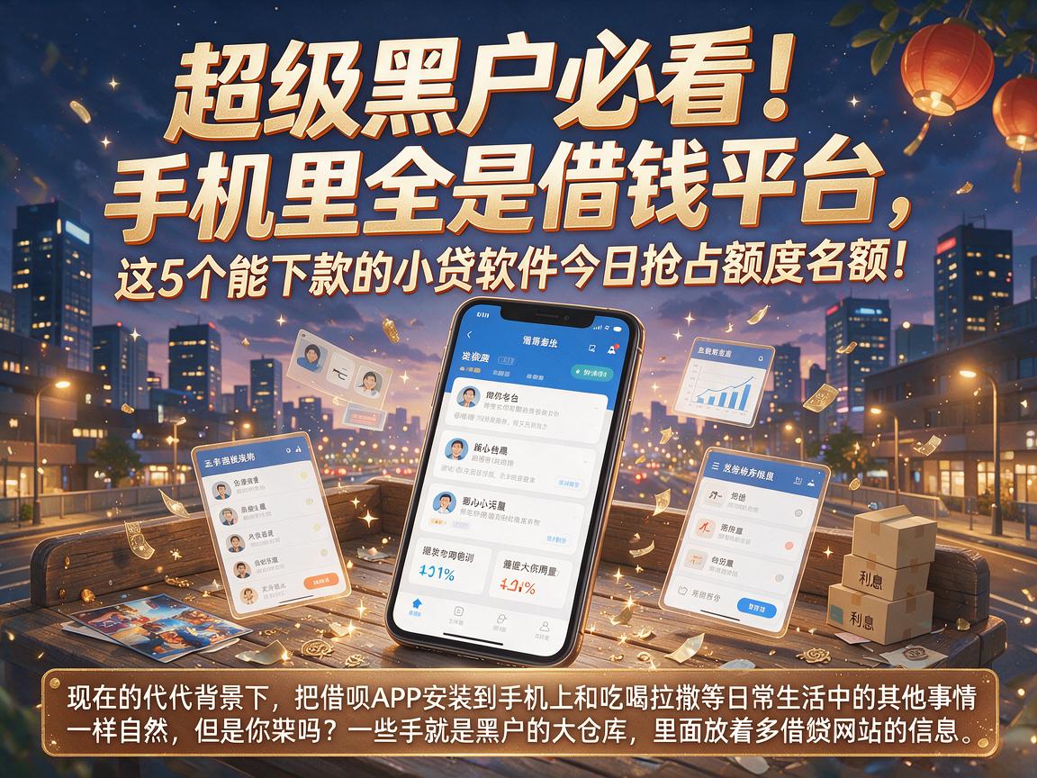 超级黑户必看！手机里全是借钱平台，这5个能下款的小贷软件今日抢占额度名额！
