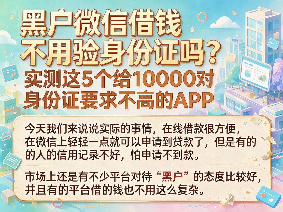 黑户微信借钱不用验身份证吗?实测这5个给10000对身份证要求不高的APP