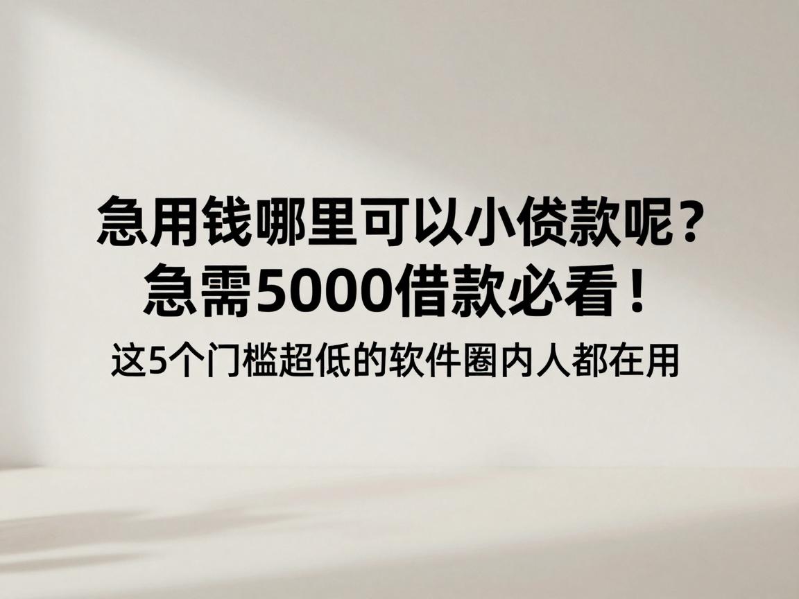 急用钱哪里可以小额贷款呢?急需5000借款必看!这5个门槛超低的软件圈内人都在用