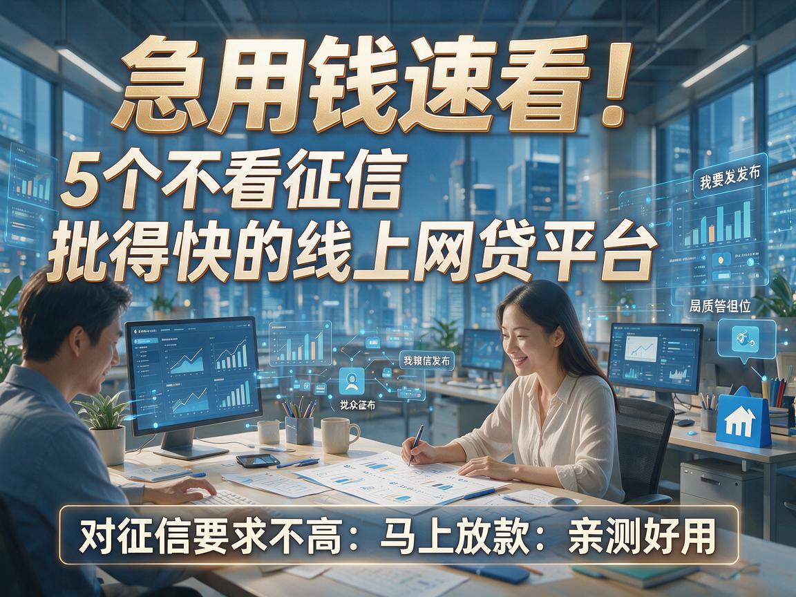 急用钱速看！5个不看征信批得快的线上网贷平台，对征信要求不高马上放款，亲测好用