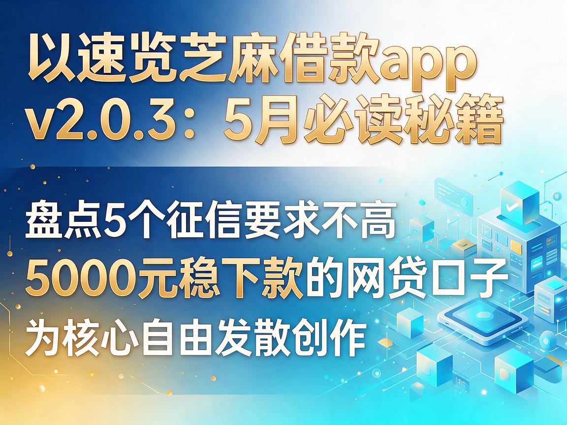 速览芝麻借款app v2.0.3：5月必读秘籍，盘点5个征信要求不高、5000元稳下款的网贷口子