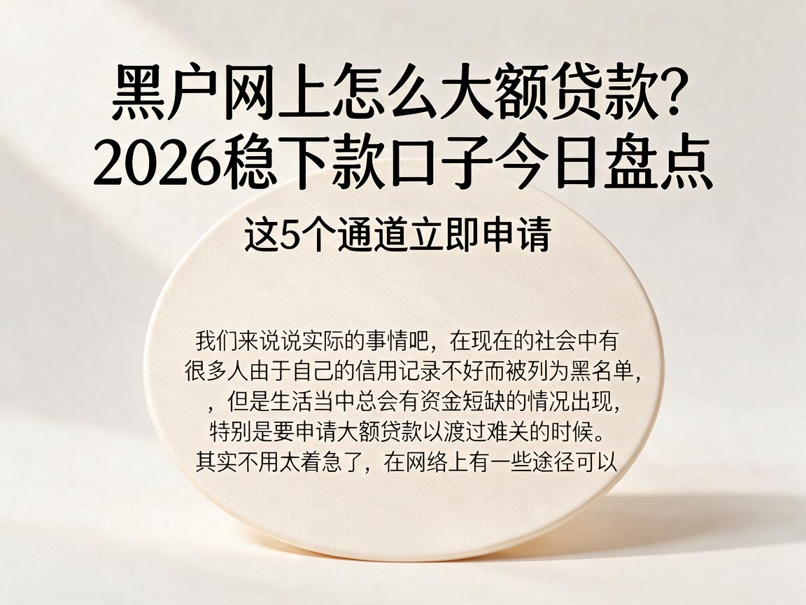 黑户网上怎么大额贷款？2026稳下款口子今日盘点，这5个通道立即申请