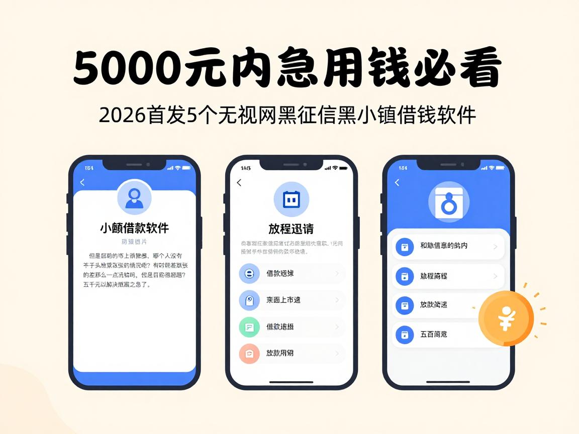 5000元内急用钱必看!2026首发5个无视网黑征信黑小额借钱软件