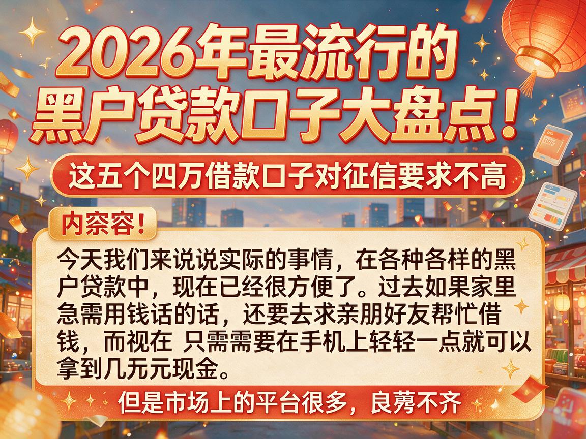 2026年最流行的黑户贷款口子大盘点！这五个四万借款口子对征信要求不高