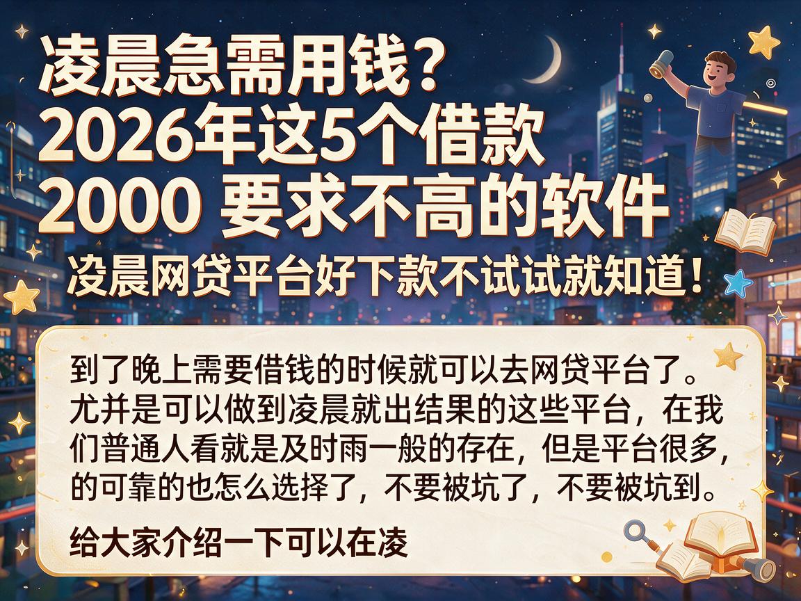 凌晨急需用钱？2026年这5个借款2000要求不高的软件，凌晨网贷平台好下款不试试就知道！