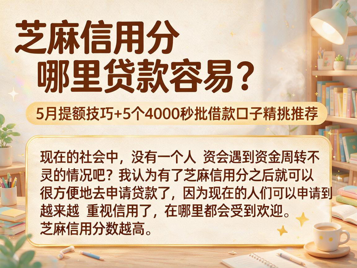 芝麻信用分哪里贷款容易?5月提额技巧+5个4000秒批借款口子精挑推荐