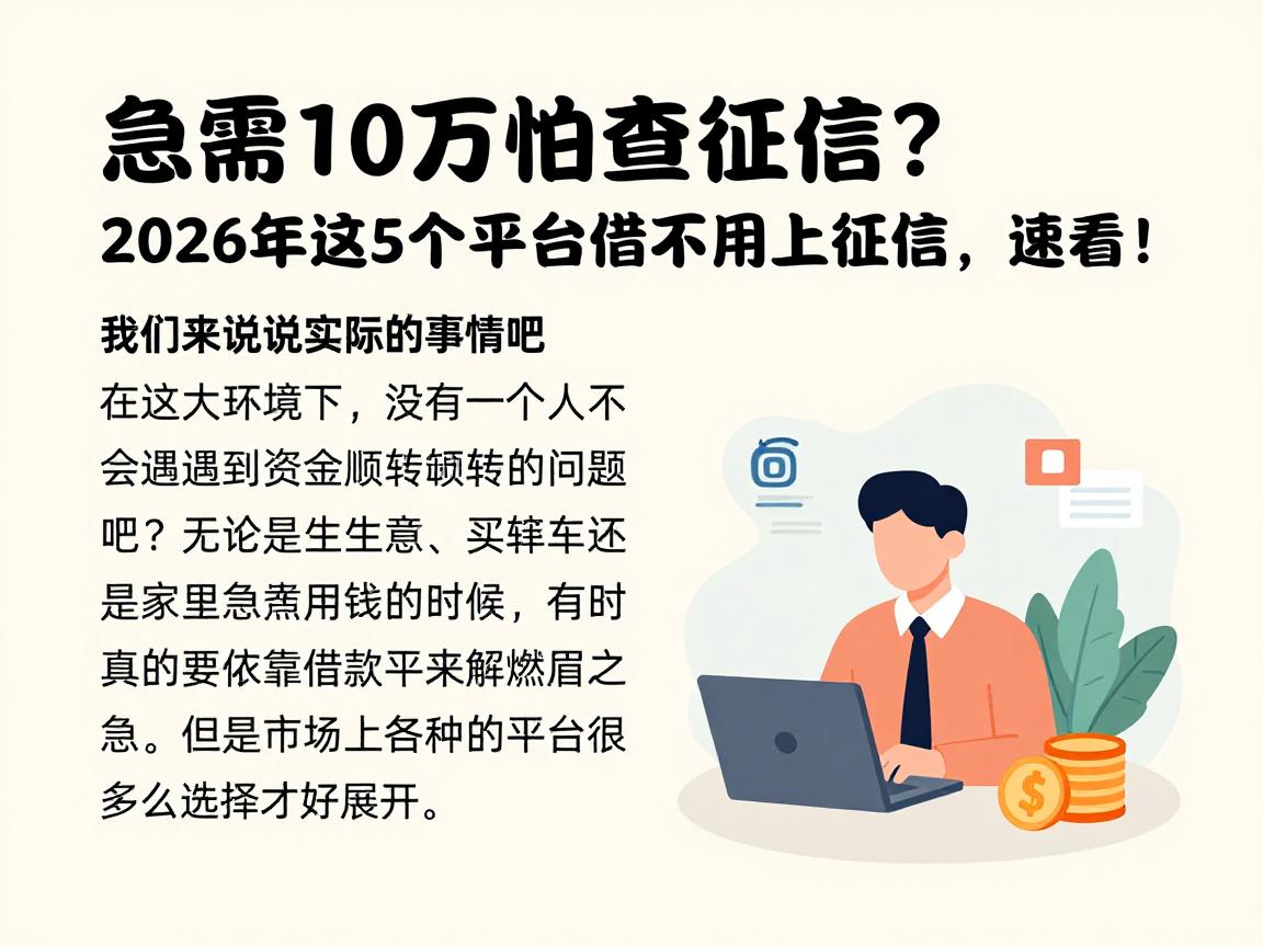 急需10万怕查征信？2026年这5个平台借款不用上征信，速看！