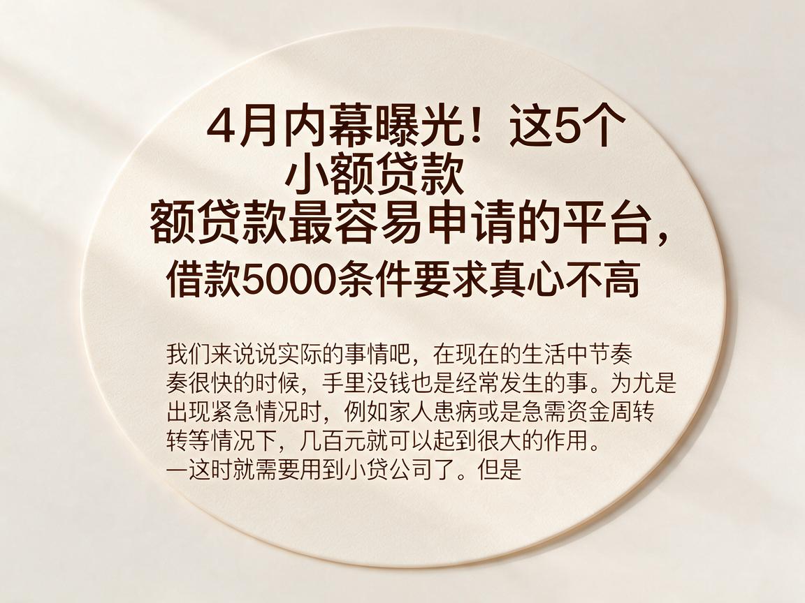 4月内幕曝光！这5个小额贷款最容易申请的平台，借款5000条件要求真心不高