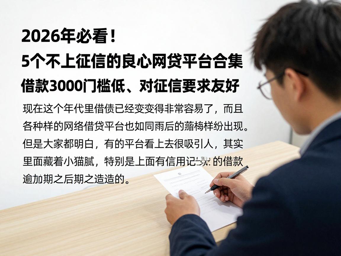 2026年必看！5个不上征信的良心网贷平台合集，借款3000门槛低、对征信要求超友好