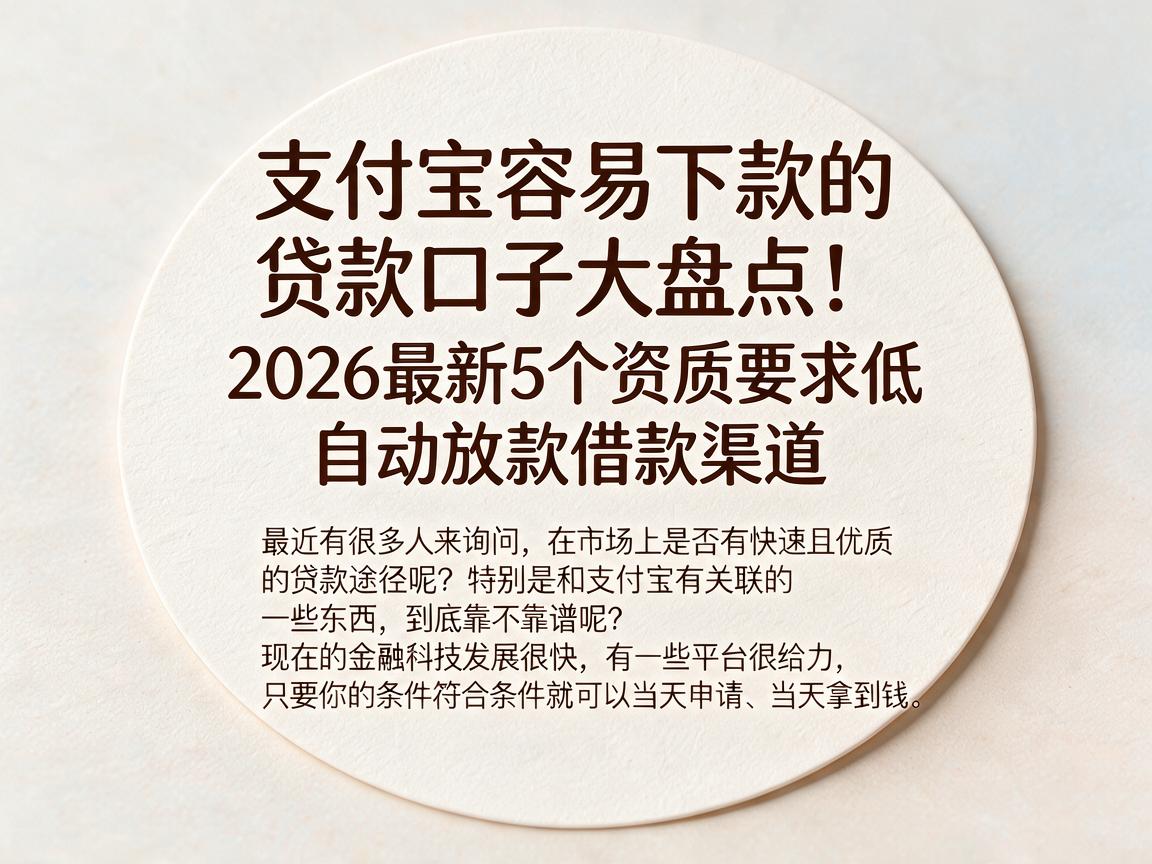 支付宝容易下款的贷款口子大盘点!2026最新5个资质要求低、自动放款借款渠道