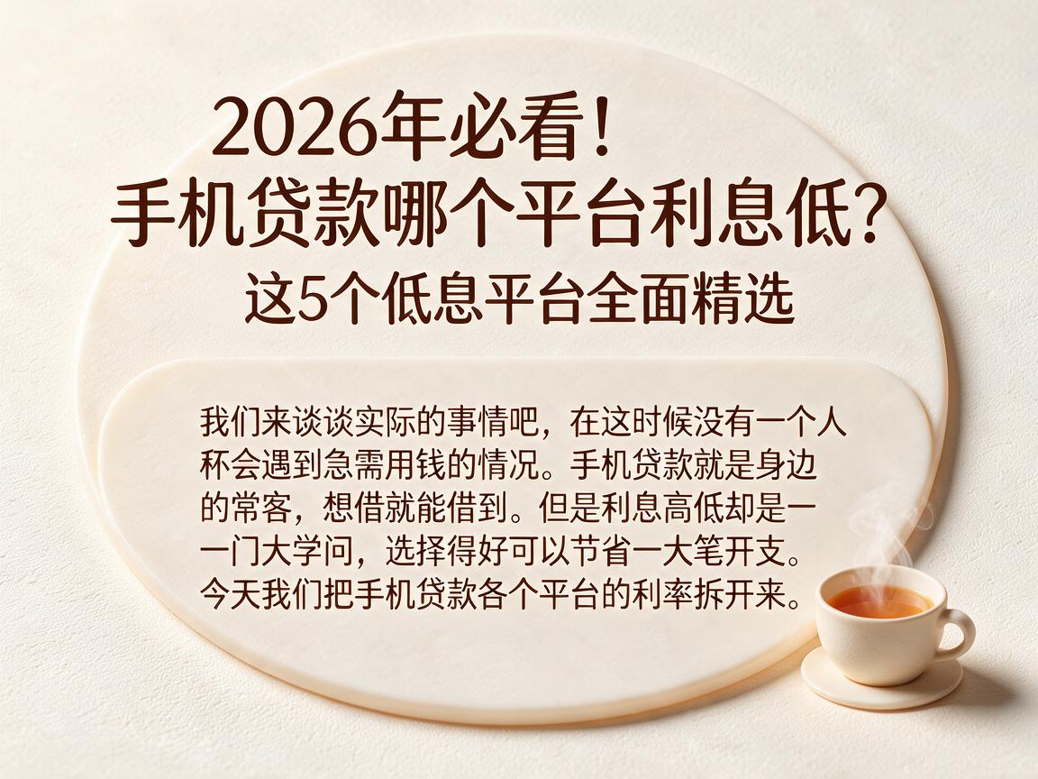 2026年必看！手机贷款哪个平台利息低？这5个低息平台全面精选