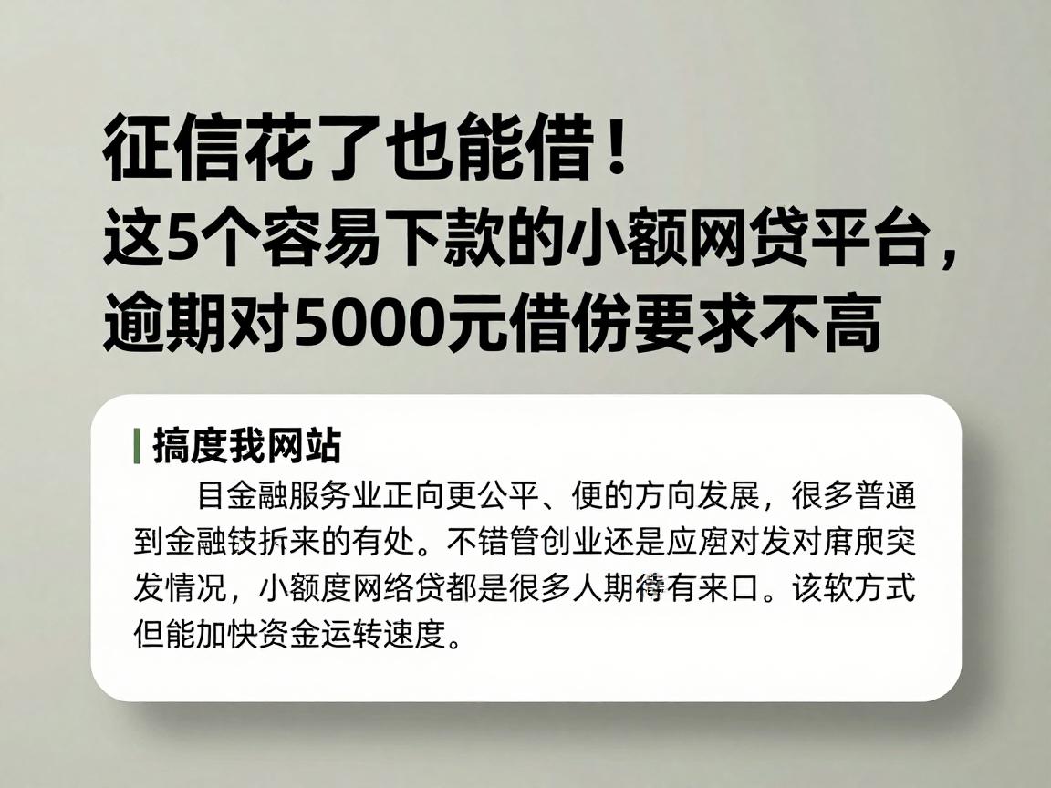 征信花了也能借！这5个容易下款的小额网贷平台，逾期对5000元借款要求不高