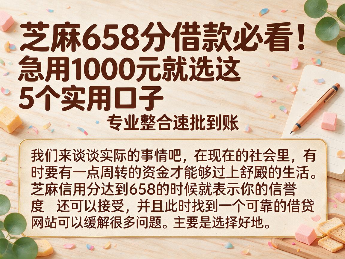 芝麻658分借款必看！急用1000元就选这5个实用口子，专业整合速批到账