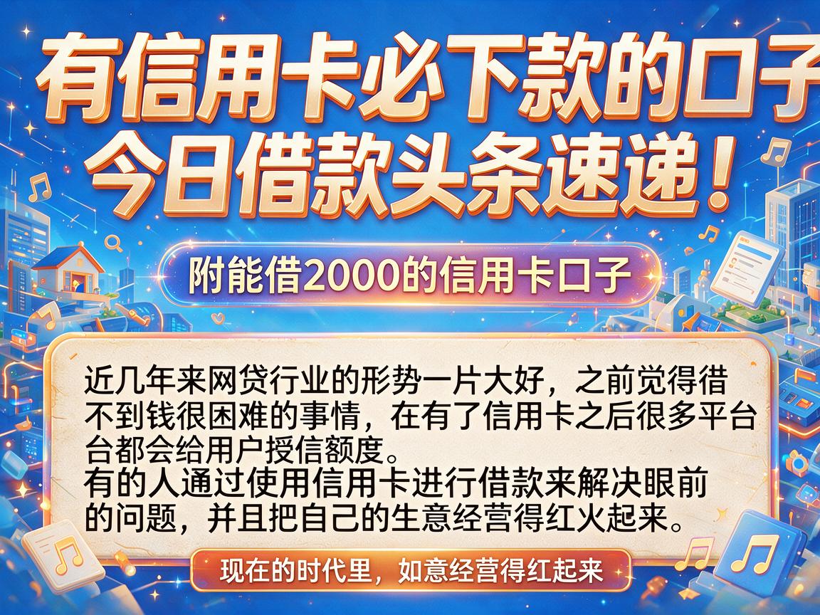 有信用卡必下款的口子来了!今日借款头条速递,附能借2000的信用卡口子