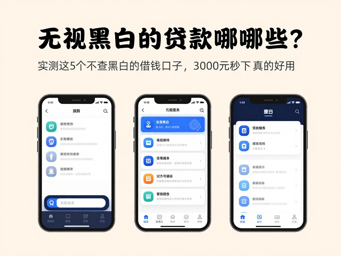 无视黑白的贷款app有哪些？实测这5个不查黑白的借钱口子，3000元秒下真的好用