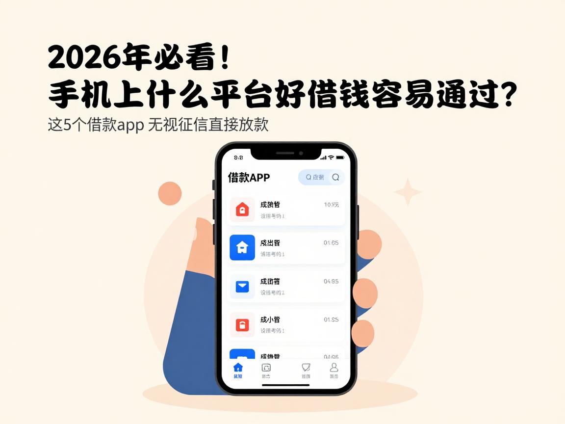 2026年必看！手机上什么平台好借钱容易通过？这5个借款app无视征信直接放款