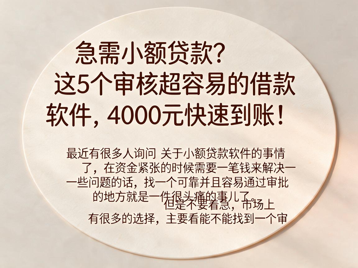 急需小额贷款?这5个审核超容易的借款软件,4000元快速到账!